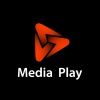 media play red glowing symbol vector